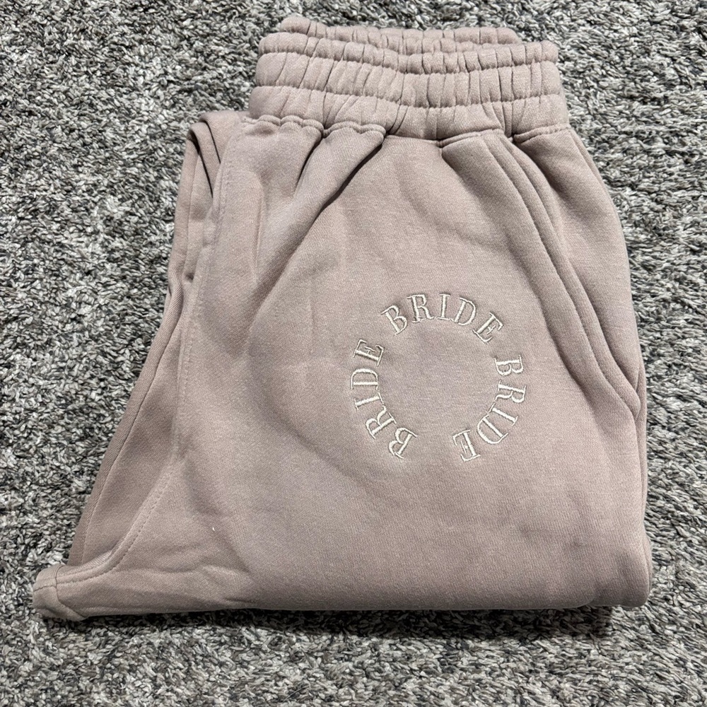 Bride Embroidered Sweatpants - Taupe